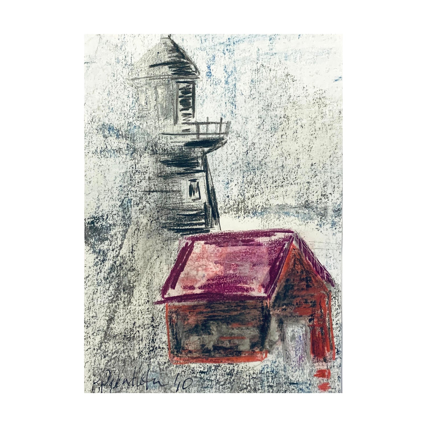 Original Pastel Painting of a Lighthouse, 7 x 5 inches, by Patty Pendleton