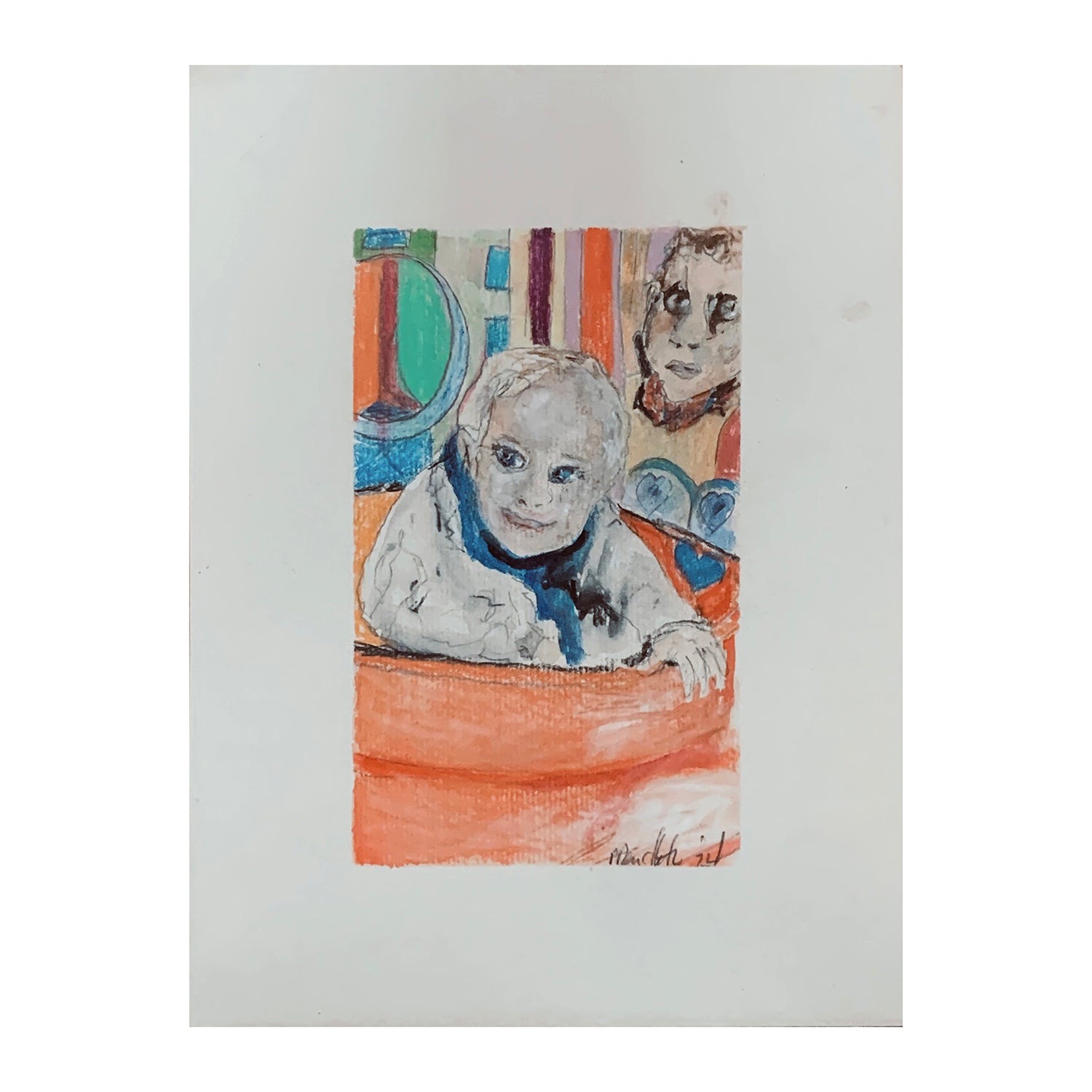 Original Mixed Media Portrait Painting of a Child, 11.25 x 8.25 inches, by Patty Pendleton