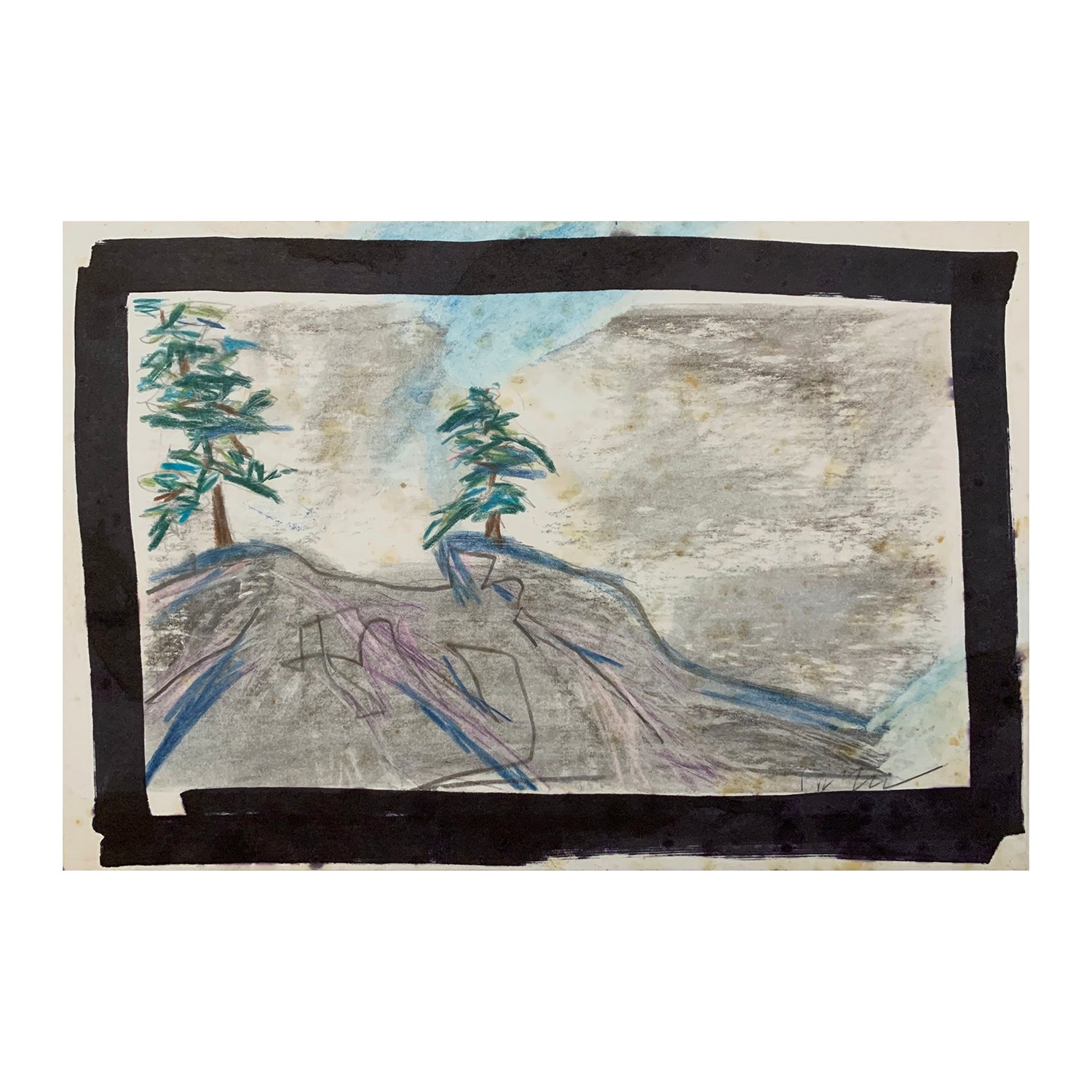 Original Mixed Media Painting of a Mountain Forest Landscape, 7.1 x 10.75 inches, by Patty Pendleton