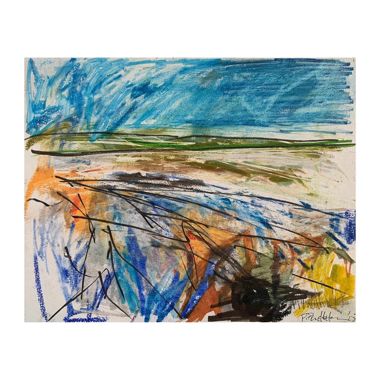 Original Mixed Media Painting of a Water Landscape, 8 x 10 inches, by Patty Pendleton