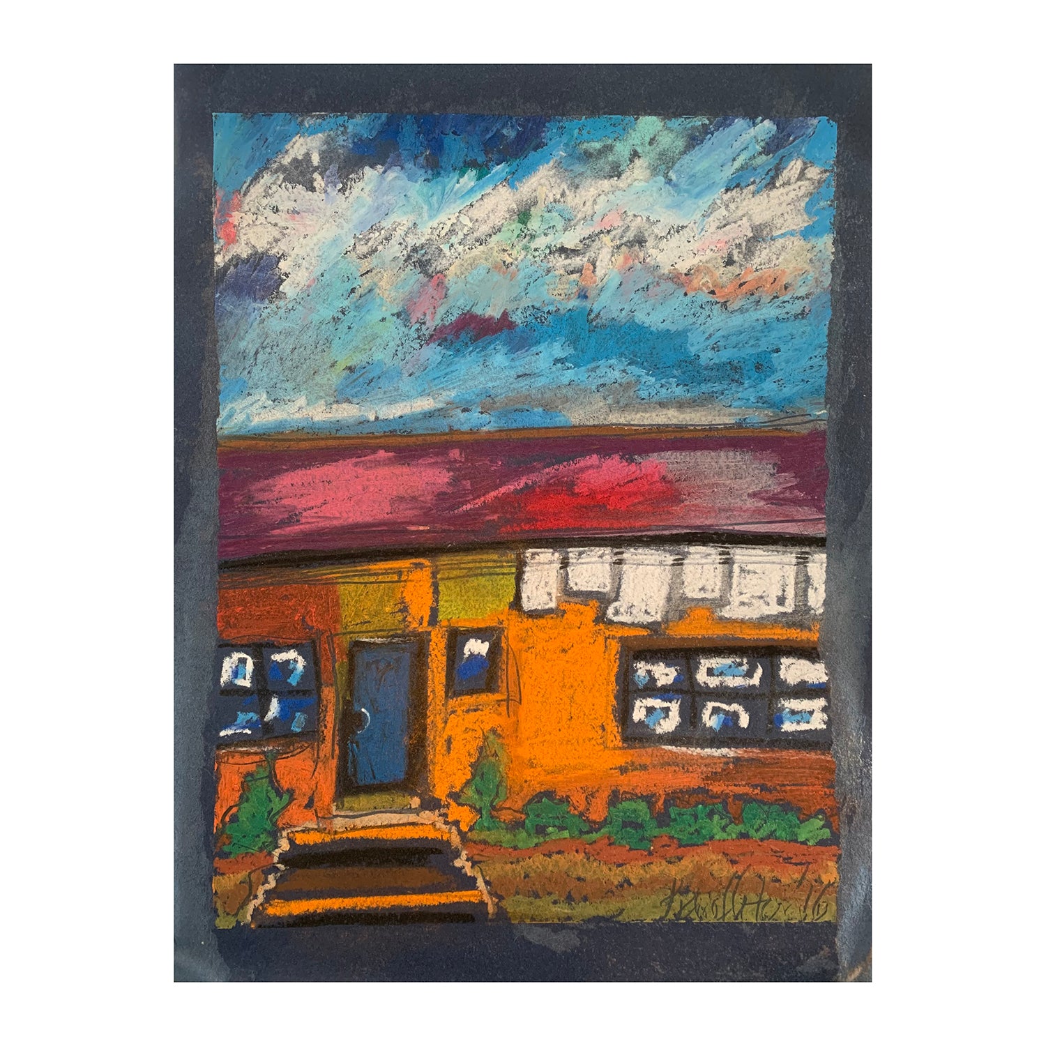Original Mixed Media Painting of a House, 12.75 x 9.75 inches, by Patty Pendleton