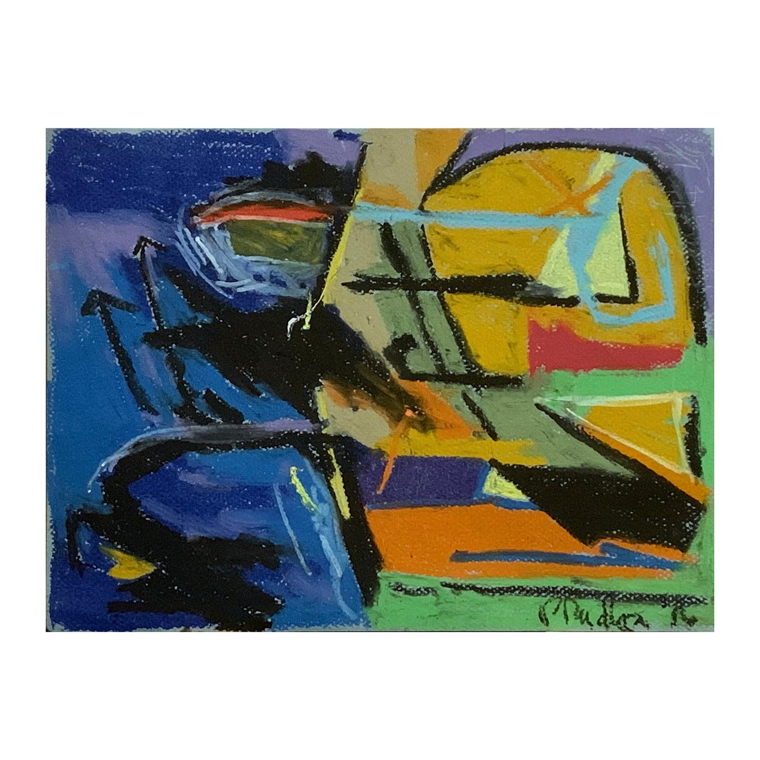 Original Pastel Painting of an Abstracted Railroad, 9 x 12 inches, by Patty Pendleton