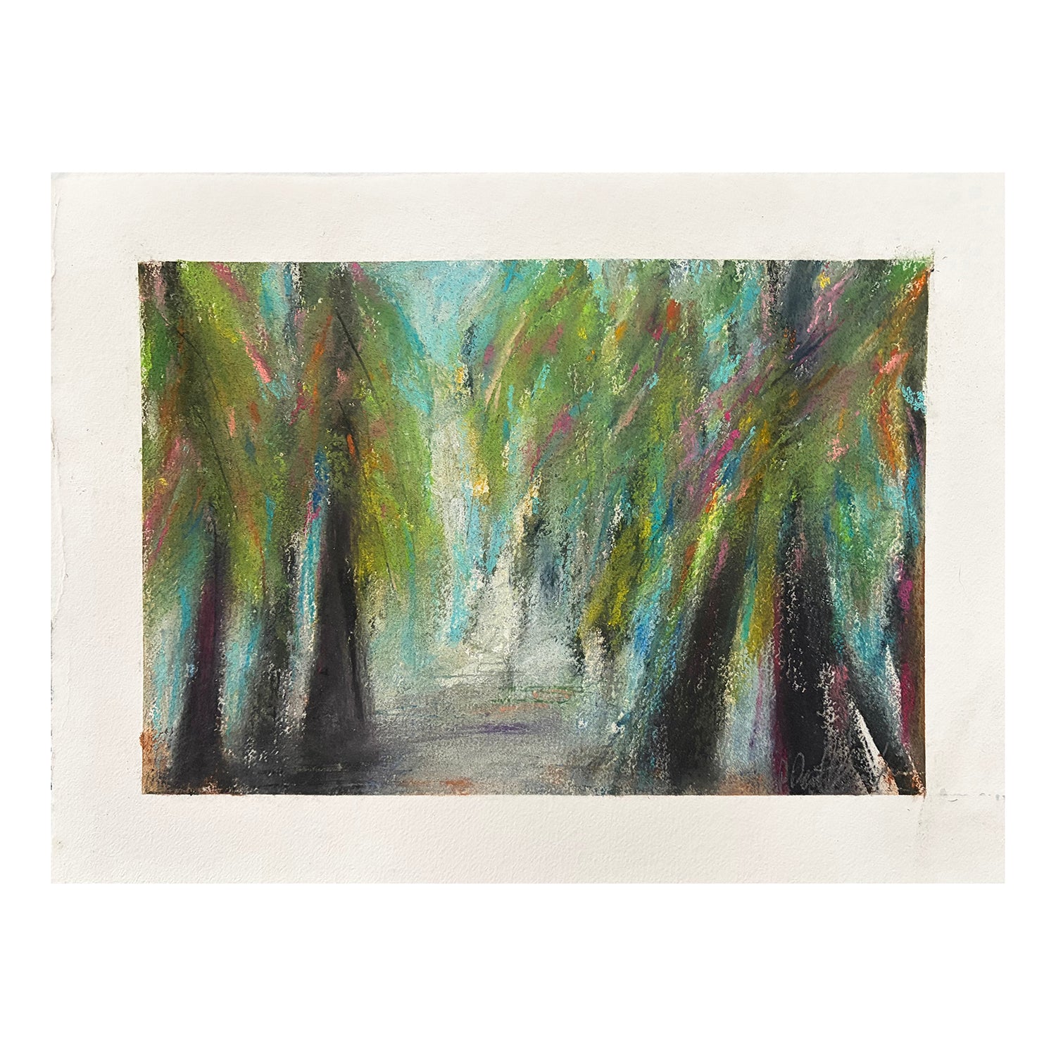 Original Pastel Painting of a Forest Landscape, 11.25 x 15 inches, by Patty Pendleton