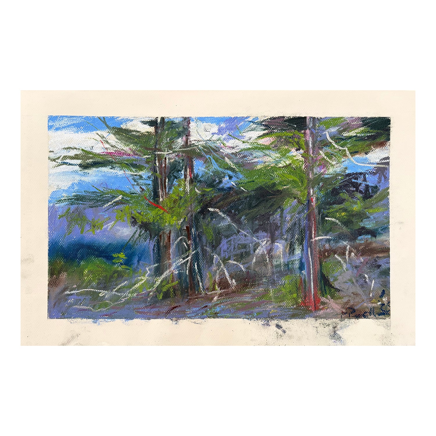 Original Soft Pastel Painting of a Forest Landscape, 12.75 x 19.5 inches, by Patty Pendleton